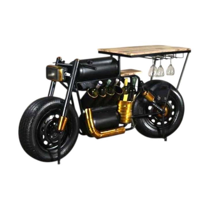 Industriële Motor Side Table | Bartafel - met wijnrek, Huis en Inrichting, Overige Huis en Inrichting, Ophalen of Verzenden