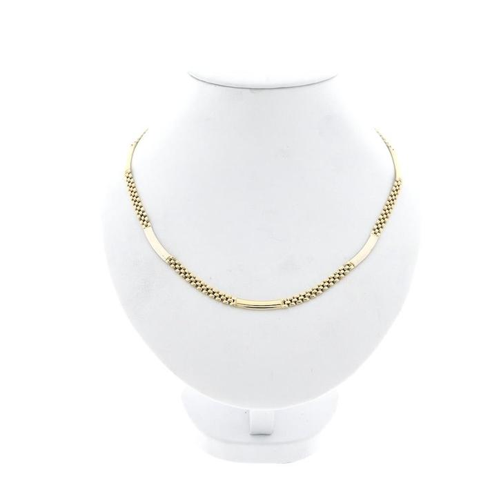 Bicolor gouden panterschakel collier. (Ketting), Sieraden, Tassen en Uiterlijk, Kettingen, Overige kleuren, Gebruikt, Goud, Ophalen of Verzenden