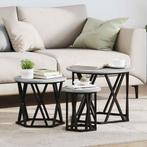 vidaXL Nestbare Bijzettafel 3 pcs Grijs sonoma 53 x 53 x 40, Huis en Inrichting, Tafels | Salontafels, Verzenden, Rond, Nieuw