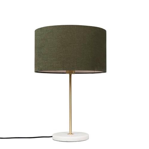 Tafellamp messing met groene kap 35 cm - Kaso, Huis en Inrichting, Lampen | Tafellampen, Nieuw, Overige materialen, 50 tot 75 cm