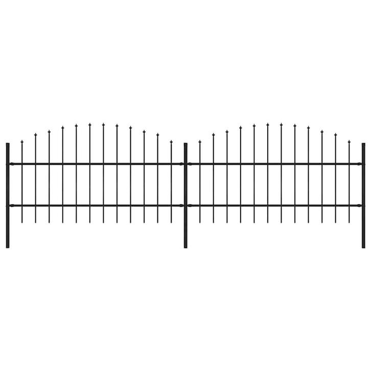 vidaXL Tuinhek met speerpunt staal 359x100 cm zwart, Tuin en Terras, Schuttingen, Nieuw, IJzer, 1 tot 2 meter, Verzenden