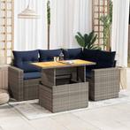 vidaXL 5-delige Loungeset met kussens poly rattan grijs, Tuin en Terras, Tuinsets en Loungesets, Verzenden, Nieuw, Rotan, Loungeset