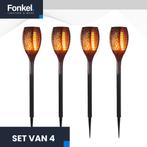 Set 4x LED Solar tuinfakkels zonne-energie ZWART IP44, Ophalen of Verzenden, Nieuw