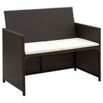 vidaXL Tuinbank 2-zits met kussens poly rattan bruin, Tuin en Terras, Tuinsets en Loungesets, Verzenden, Nieuw, Rotan