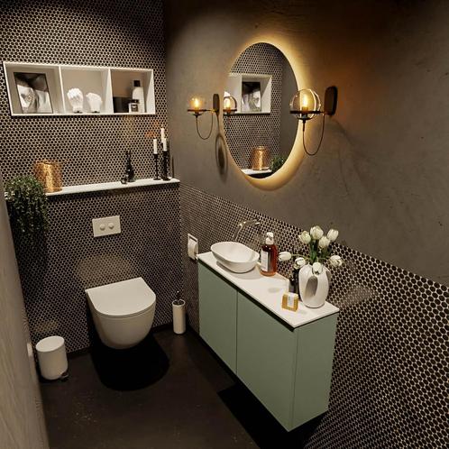 MONDIAZ FOWY toiletmeubel 80cm kleur army. Waskom positie, Doe-het-zelf en Verbouw, Sanitair, Bad, Nieuw, Ophalen of Verzenden