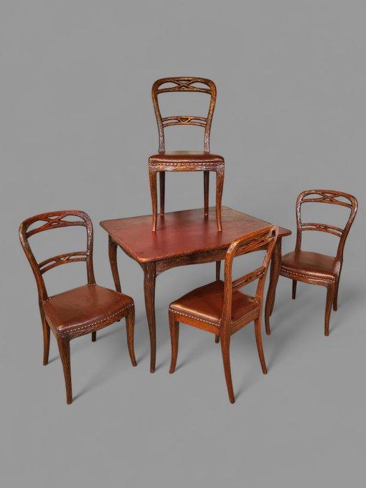 Gebroeders Horrix - Eettafel (5) - Notenhout - A rare set, Antiek en Kunst, Antiek | Meubels | Stoelen en Banken