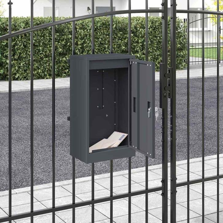 vidaXL Brievenbus Antraciet 30 x 23 x 55 cm Staal, Tuin en Terras, Brievenbussen, Nieuw, Verzenden