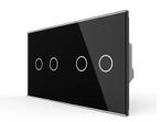 Livolo Dubbele Rolluikschakelaar | Touch | Zwart Glas | 2+2, Ophalen of Verzenden, Nieuw, Schakelaar
