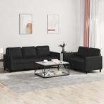 vidaXL 2-delige Loungeset met kussens kunstleer zwart, Huis en Inrichting, Verzenden, Nieuw, Leer, 200 tot 250 cm
