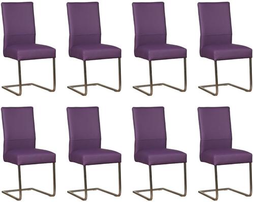 Set van 8 Paarse leren industriële eetkamerstoelen - poot vi, Huis en Inrichting, Stoelen, Vijf, Zes of meer stoelen, Nieuw, Leer