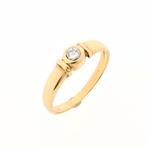 Gouden solitair ring met diamant | 0,14 ct. (rond briljant), 18 tot 19, Gebruikt, Overige kleuren, Ophalen of Verzenden