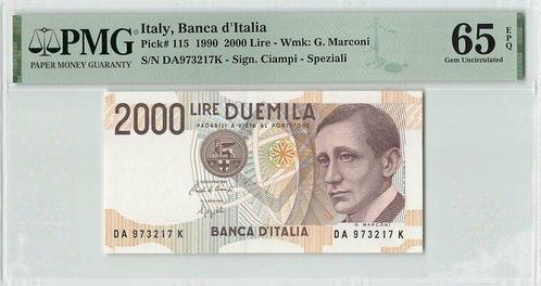 1990 Italy P 115 2000 Lire Pmg 65 Epq, Postzegels en Munten, Bankbiljetten | Europa | Niet-Eurobiljetten, Verzenden
