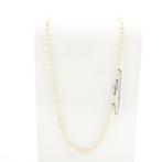 Parelcollier met witgouden sierslot en diamanten; 0,01 ct., Gebruikt, Overige kleuren, Ophalen of Verzenden, Met edelsteen