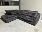 Zwarte Velvet Hoekbank in Zeer Goede Staat, 250 tot 300 cm, 125 tot 150 cm, Hoekbank, Zo goed als nieuw