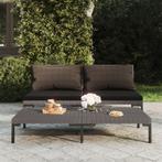 vidaXL B-stock Tuinbanken 2 st met kussens halfrond poly, Tuin en Terras, Verzenden, Nieuw, Rotan