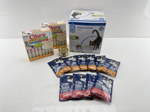 Veiling - Diverse kattenvoer + drinkfontein, Dieren en Toebehoren, Kattenvoerbakken en Drinkbakken
