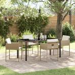 vidaXL 5-delige tuinset met kussens in beige poly riet, Tuin en Terras, Verzenden, Nieuw, Rotan, Tuinset