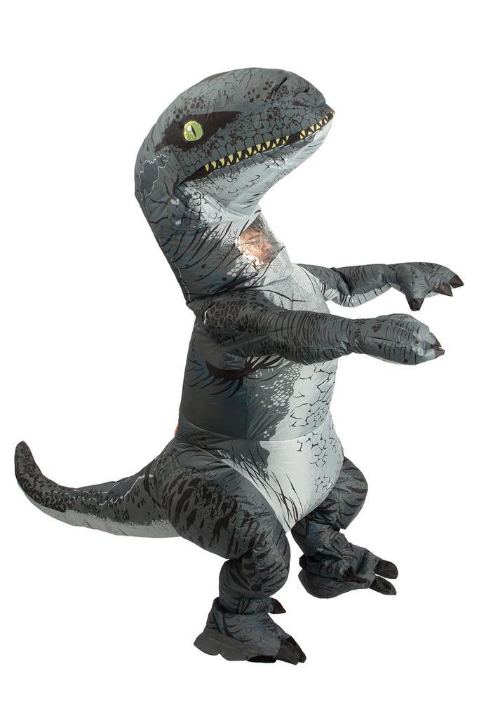 KIMU® Opblaas Kostuum Velociraptor Grijs Opblaasbaar Pak Din, Kleding | Heren, Carnavalskleding en Feestkleding, Kleding, Nieuw
