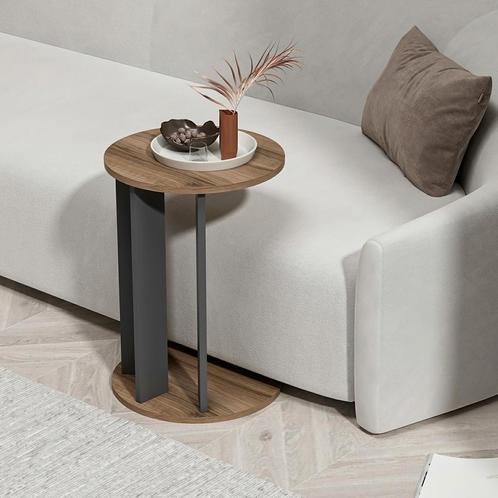 [en.casa] Bijzettafel Frederiksberg walnootkleurig en antrac, Huis en Inrichting, Tafels | Bijzettafels, Nieuw, Verzenden