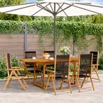 vidaXL 7-delige Tuinset polypropeen en massief hout zwart, Tuin en Terras, Verzenden, Nieuw, Hardhout, Tuinset
