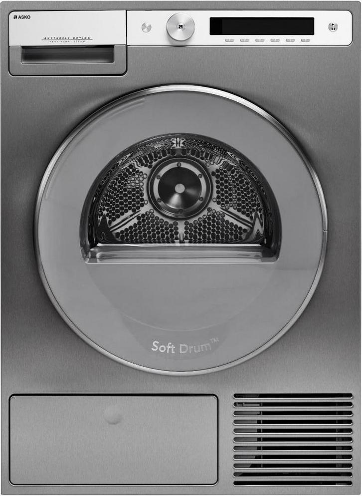 Asko T408HD.S warmtepomp droger roestvrijstaal, Witgoed en Apparatuur, Wasdrogers, Nieuw, Voorlader, Energieklasse A of zuiniger
