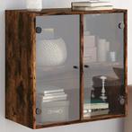 vidaXL Wandkast met glazen deuren 68x37x68,5 cm gerookt, Verzenden, Nieuw