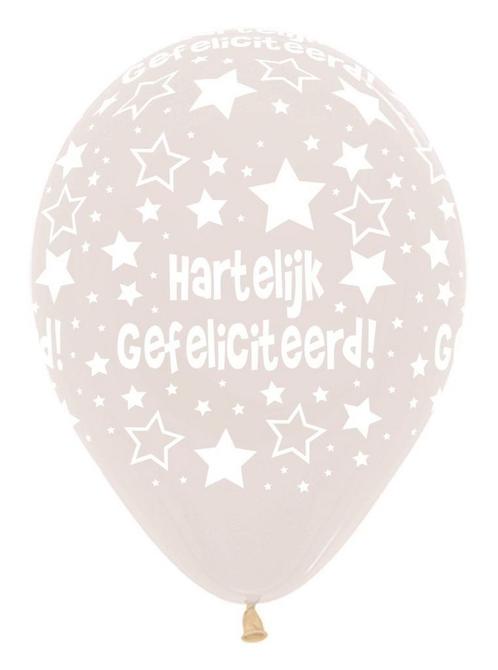 Ballonnen Hartelijk Gefeliciteerd Clear 30cm 25st, Hobby en Vrije tijd, Feestartikelen, Nieuw, Verzenden