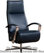 Cognac leren industriële relaxfauteuil - met stervoet chroom, Huis en Inrichting, Fauteuils, Nieuw, Ophalen of Verzenden, 50 tot 75 cm