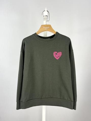 Kaki sweater met glitter “Love”hart|Herfst/Winter|NIEUW beschikbaar voor biedingen