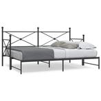vidaXL Slaapbank met onderschuifbed zonder matras 90x200cm, Huis en Inrichting, 90 cm, Eenpersoons, Verzenden, Zwart