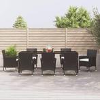 vidaXL 9-delige Tuinset poly rattan zwart, Nieuw, 8 zitplaatsen, Tuinset, Verzenden