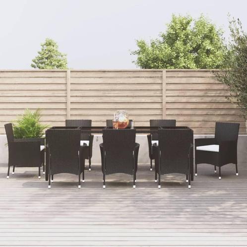 vidaXL 9-delige Tuinset poly rattan zwart, Tuin en Terras, Tuinsets en Loungesets, Tuinset, Nieuw, 8 zitplaatsen, Rotan, Verzenden
