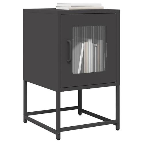 vidaXL Nachtkastje 36x39x60,5 cm koudgewalst staal zwart, Huis en Inrichting, Slaapkamer | Nachtkastjes, Nieuw, Metaal of Aluminium