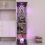 Glazen Vitrinekast 4 Lagen met LED en Spiegelachterwand –Zwa, Huis en Inrichting, Kasten | Vitrinekasten, Verzenden, Nieuw