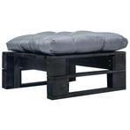 vidaXL Tuinpoef met grijs kussen pallet hout zwart, Verzenden, Nieuw