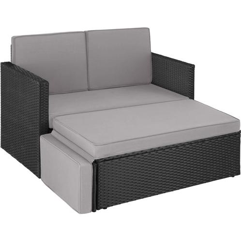 Wicker loungesofa Corfu - zwart / grijs, Tuin en Terras, Tuinsets en Loungesets, Verzenden