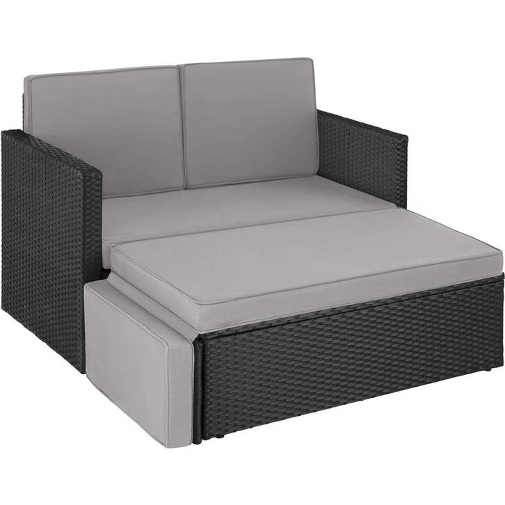 Wicker loungesofa Corfu - zwart / grijs, Tuin en Terras, Tuinsets en Loungesets, Verzenden