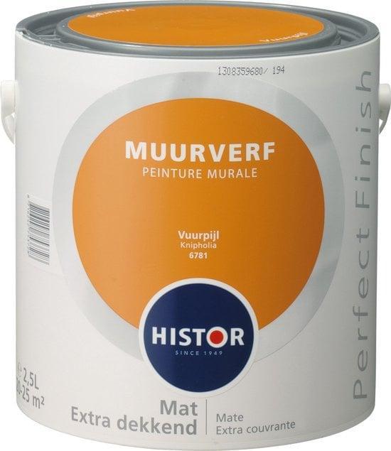 Histor Perfect Finish Muurverf Mat - vuurpijl 6781 - 2,5..., Doe-het-zelf en Verbouw, Verf, Beits en Lak, Verf, Overige kleuren