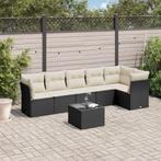 vidaXL 7-delige Loungeset met kussens poly rattan zwart, Tuin en Terras, Verzenden, Nieuw, Rotan, Loungeset