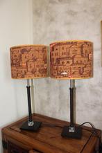 Tafellamp (2) - met lampenkap met vintage stof Gerusalemme