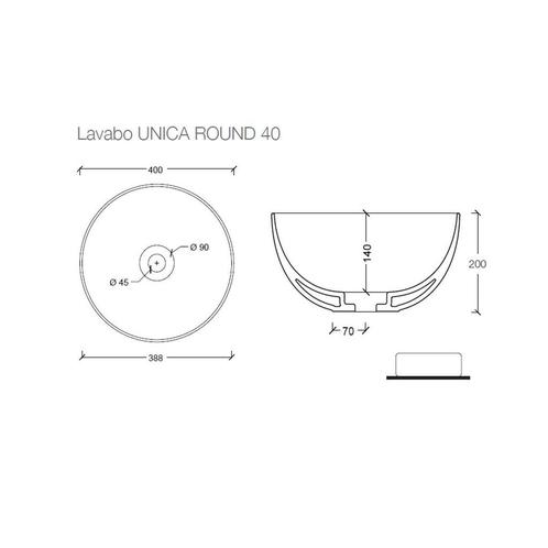 Ronde Wastafel Opbouw Salenzi Unica Round 40x20 cm Mat Zwart, Doe-het-zelf en Verbouw, Sanitair, Ophalen of Verzenden