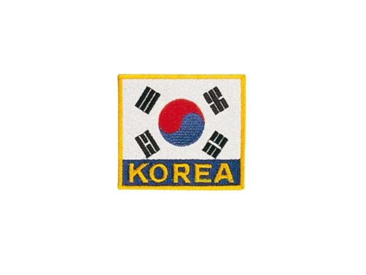 Opnaaiembleem Korea 8x8cm (Taekwondopakken, TAEKWONDO), Sport en Fitness, Vechtsporten en Zelfverdediging, Nieuw, Ophalen of Verzenden