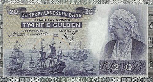 Bankbiljet 20 gulden 1939 Emma UNC, Postzegels en Munten, Bankbiljetten | Nederland, Verzenden