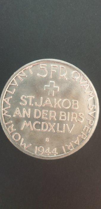 Zwitserland. 5 Francs 1944-1948 (2 pièces) (Zonder, Postzegels en Munten, Munten | Europa | Niet-Euromunten
