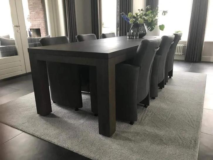 Set van 6 leren eetkamerfauteuils - met armleuning en, Huis en Inrichting, Stoelen, Nieuw, Leer, Ophalen of Verzenden