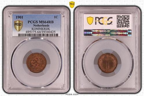 Koningin Wilhelmina 1 cent 1901 K MS64 RB PCGS, Postzegels en Munten, Munten | Nederland, Losse munt, Verzenden