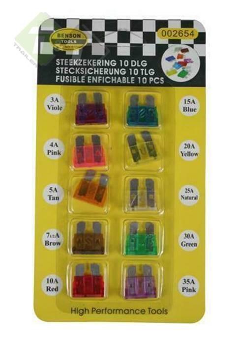 Auto Steekzekeringen - 10 Delig - 35, 30, 25, 20, 15, 10, 7., Auto diversen, Autogereedschap, Nieuw, Ophalen of Verzenden