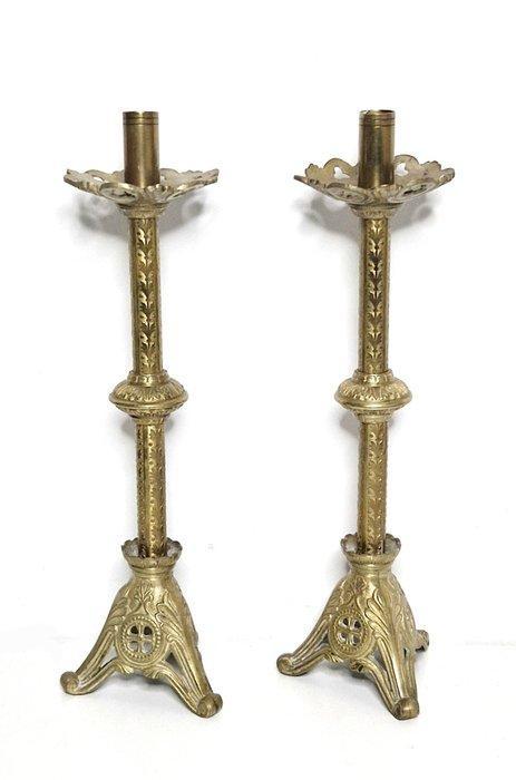Kandelaar (2) - Brons - Paar altaarkandelaars, Antiek en Kunst, Kunst | Niet-Westerse kunst
