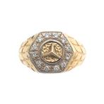 Bicolor gouden ring met mercedes logo (zirconia, witgoud), Goud, 20 of groter, Met edelsteen, Gebruikt