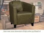 Leren fauteuil Press Special - Vintage Olive (olijf/groen), Huis en Inrichting, Fauteuils, Nieuw, Ophalen of Verzenden, Eigentijds, Klassiek, Retro, Romantisch, Vintage